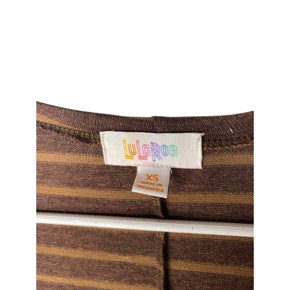 Lularoe Sarah XS Womens Open Front Duster Brown Stripe NEW - Picture 3 of 3
